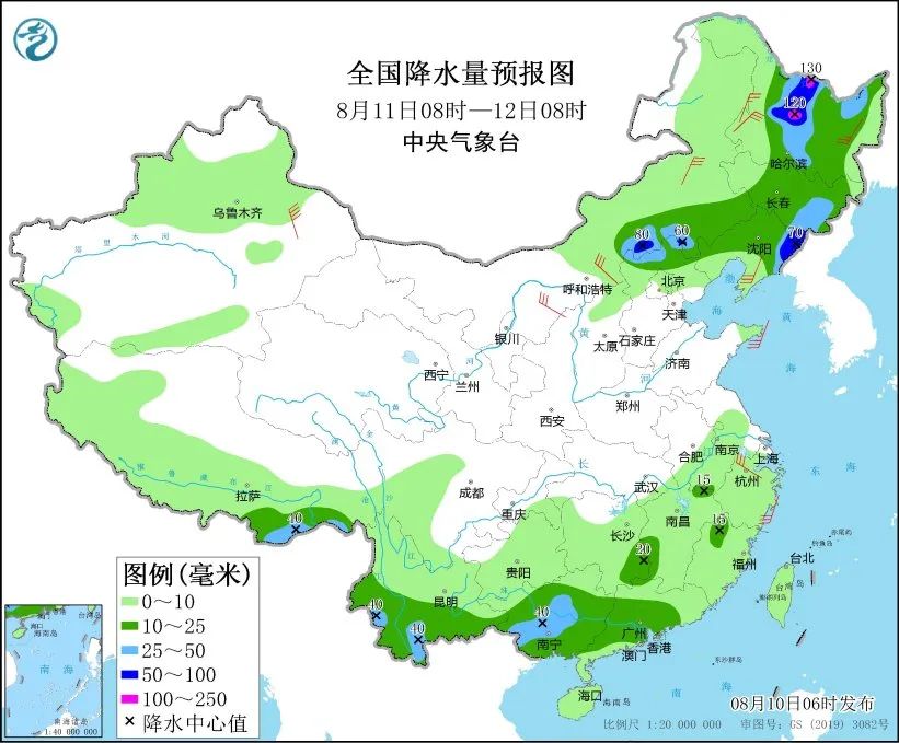 未来三天国内天气预报（8月10日）