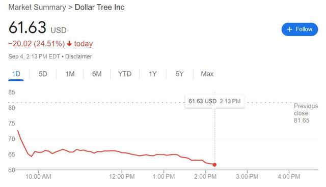 又一美国一元店巨头亮消费红灯！Dollar Tree全年盈利指引猛砍20%，盘中大跌超20%｜财报见闻  第1张