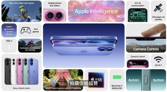 苹果iPhone 16官宣发布，售价799美元起